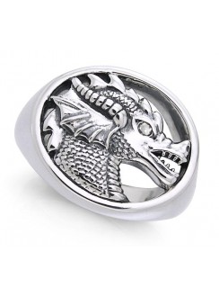 King Arthur Pendragon Seal White Zirconium Ring