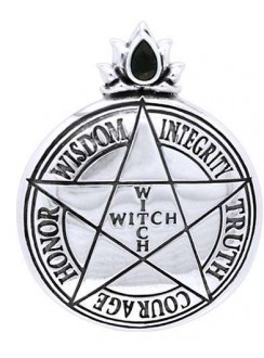 Witch Virtues Pentagram Sterling Silver Pendant