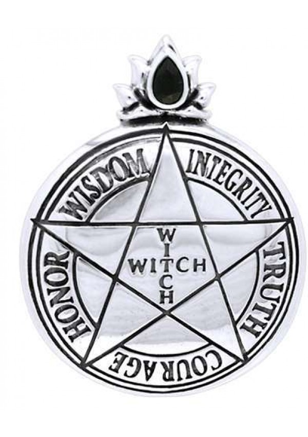 Witch Virtues Pentagram Sterling Silver Pendant