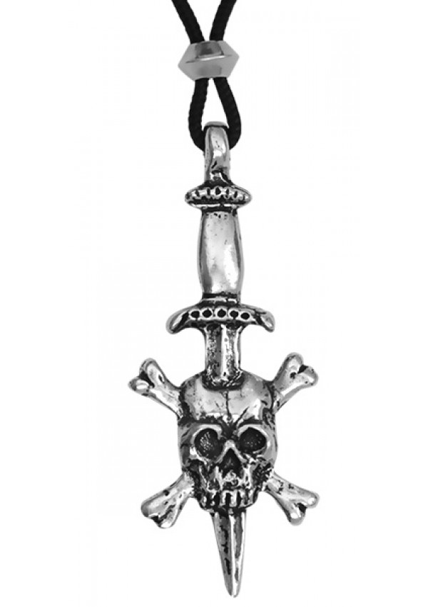 Pirate Skull Dagger Pewter Necklace