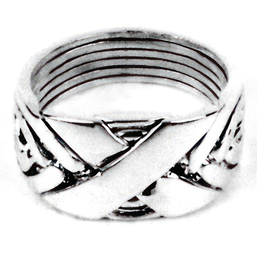 6 Band Wide X Turkish Puzzle Ring Sterling Silver