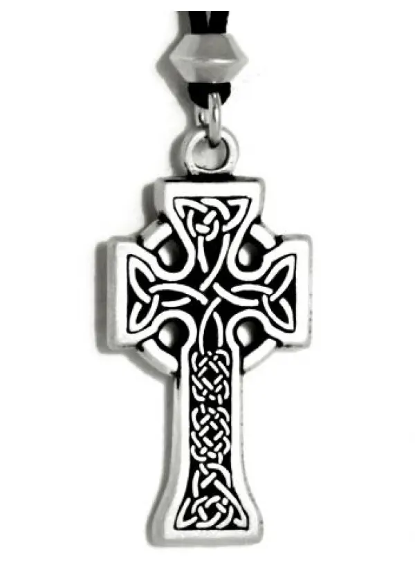 Celtic Knotwork Cross Pewter Necklace
