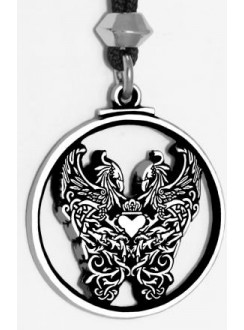 Double Phoenix Pewter Pendant