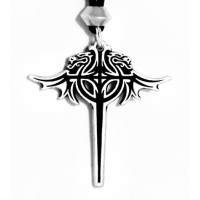 Draculas Cross Pewter Necklace