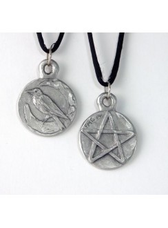 Raven Pentacle Double Sided Pewter Necklace