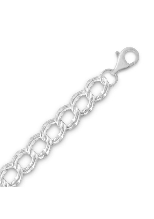 Large Link Sterling Silver Charm Bracelet Chain