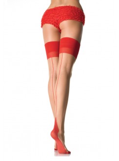 Cuban Heel Red Backseam Stockings