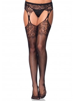 Floral Lace Net Suspender Stockings  - Pack of 3