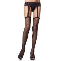 Black Fishnet Suspender Stockings