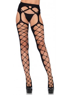 Diamond Net Black Suspender Stockings