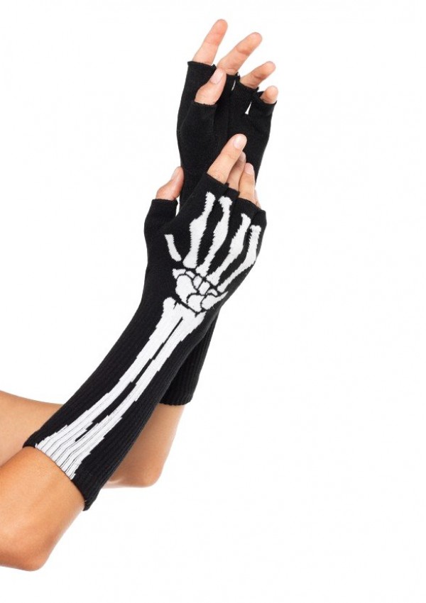 Skeleton Knit Fingerless Gloves