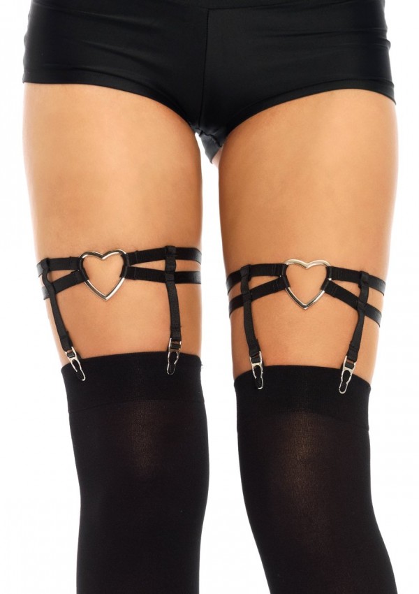 Black Heart Leg Garters