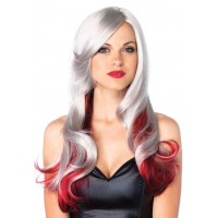 Allure Gray Wig with Red Tips