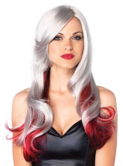 Allure Gray Wig with Red Tips