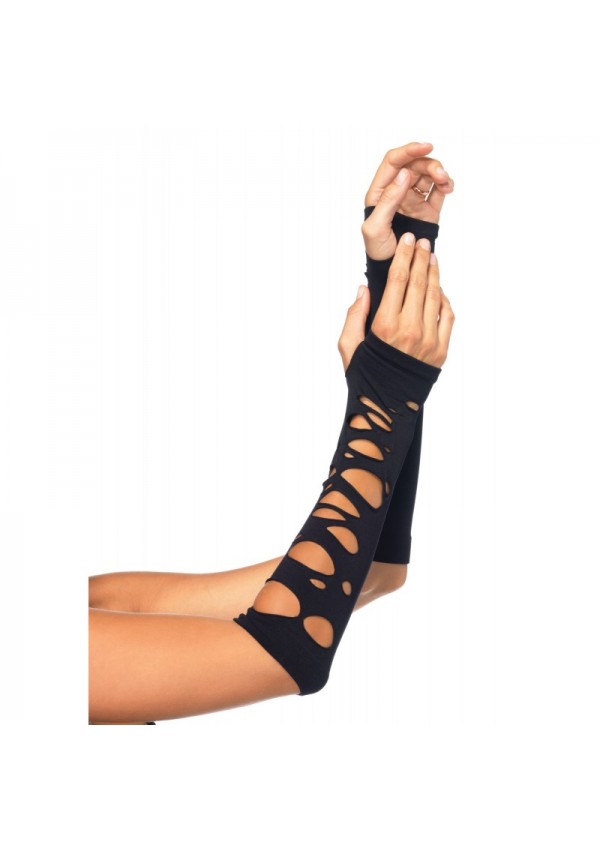 Black Shredded Arm Warmers