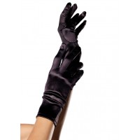 Black Wrist Length Satin Gloves