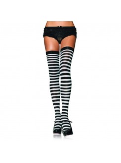 Black White Striped Plus Size Stockings 3 Pack
