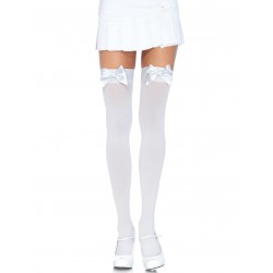 Bow Top Opaque Nylon Thigh Highs