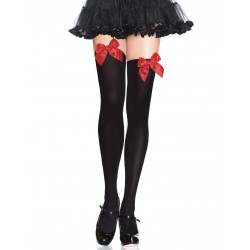 Bow Top Opaque Nylon Thigh Highs