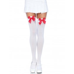 Bow Top Opaque Nylon Thigh Highs