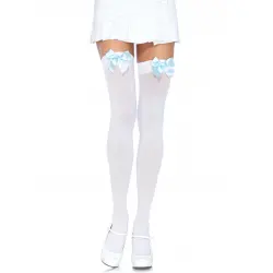 Bow Top Opaque Nylon Thigh Highs