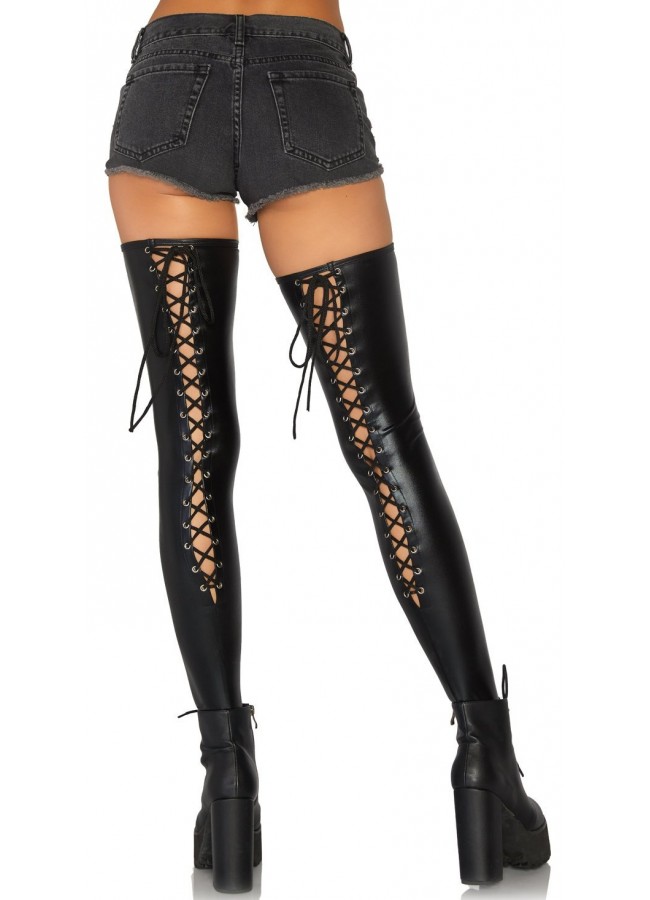black lace thigh high boots