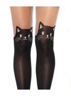 Adorable Black Kitty Cat Pantyhose 3 Pack