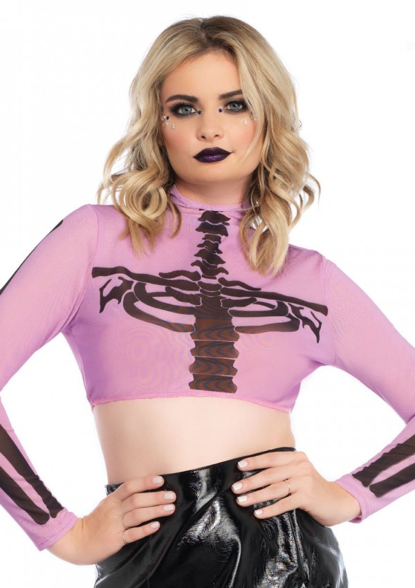 Skeleton Long Sleeve Crop Top