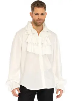 Ruffle Front Mens White Shirt