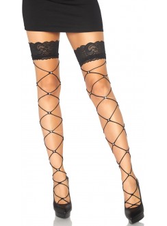 Crystalized Open Net Thigh Highs