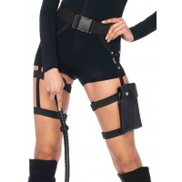 Strappy Black Utility Belt with Leg Garter