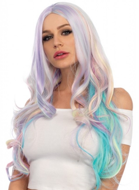Pastel Rainbow Long Wavy Wig