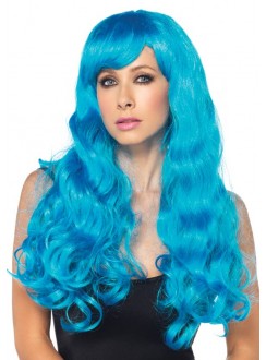 Neon Blue Long Wavy Wig