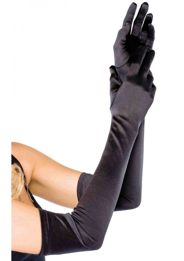 Satin Extra Long Black Opera Gloves