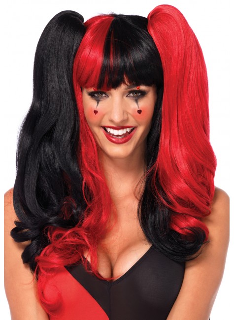 Harlequin Cosplay Costume Wig with Detachable Ponytails