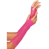 Neon Pink Triangle Net Fingerless Gloves