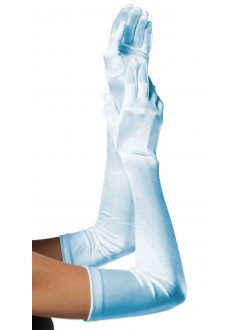 Light Blue Satin Extra Long Opera Gloves