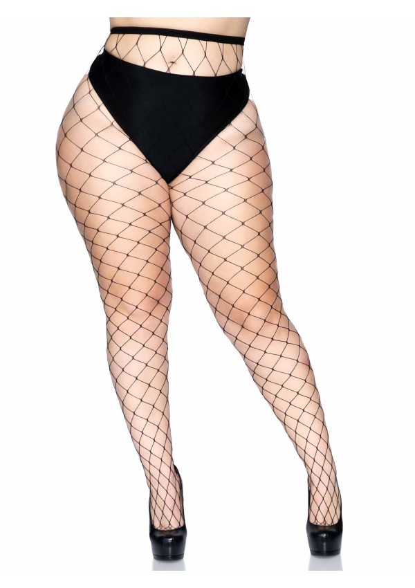 Fence Net Plus Size Black Pantyhose