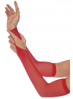 Red Fishnet Arm Warmers
