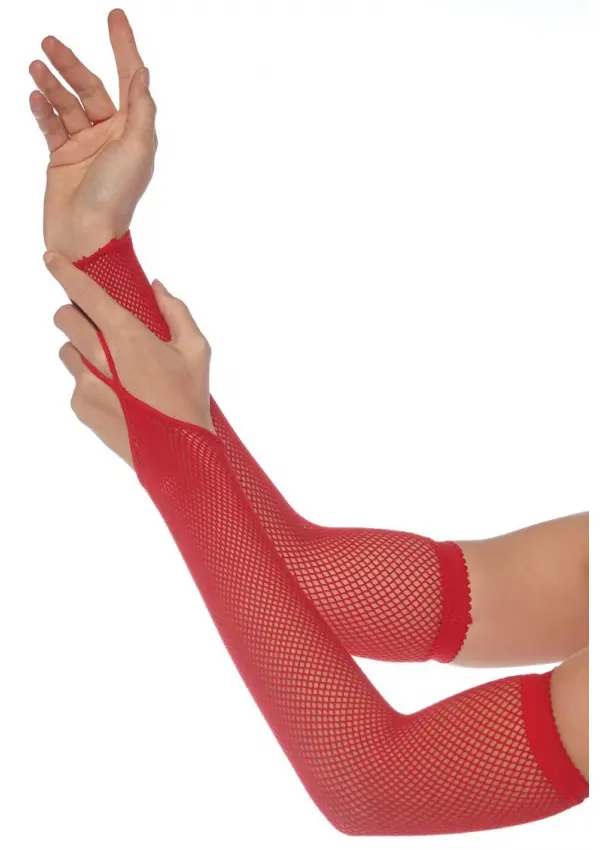 Red Fishnet Arm Warmers