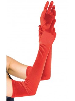 Red Satin Extra Long Opera Gloves