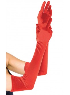 Red Satin Extra Long Opera Gloves
