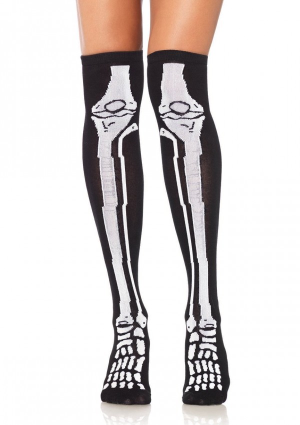 Skeleton Over the Knee Socks