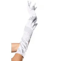 White Satin Elbow Length Gloves