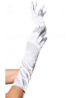 White Satin Elbow Length Gloves