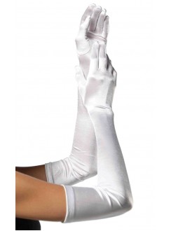 Satin Extra Long White Bridal Opera Gloves