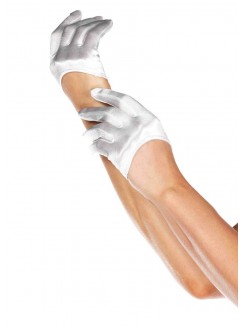 Cropped Satin White Half Glove