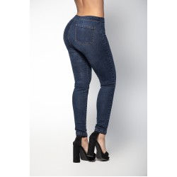 Butt Lifting Blue Jeans with Side Zipper