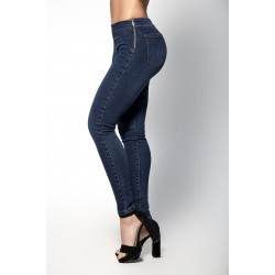 Butt Lifting Blue Jeans with Side Zipper