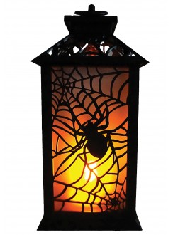 Flaming LED Plastic Lantern with Spider 